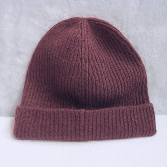 EVERLANE Cashmere Ribbed Beanie One Size Dark Mahogany Brown Winter Wool - Picture 1 of 8